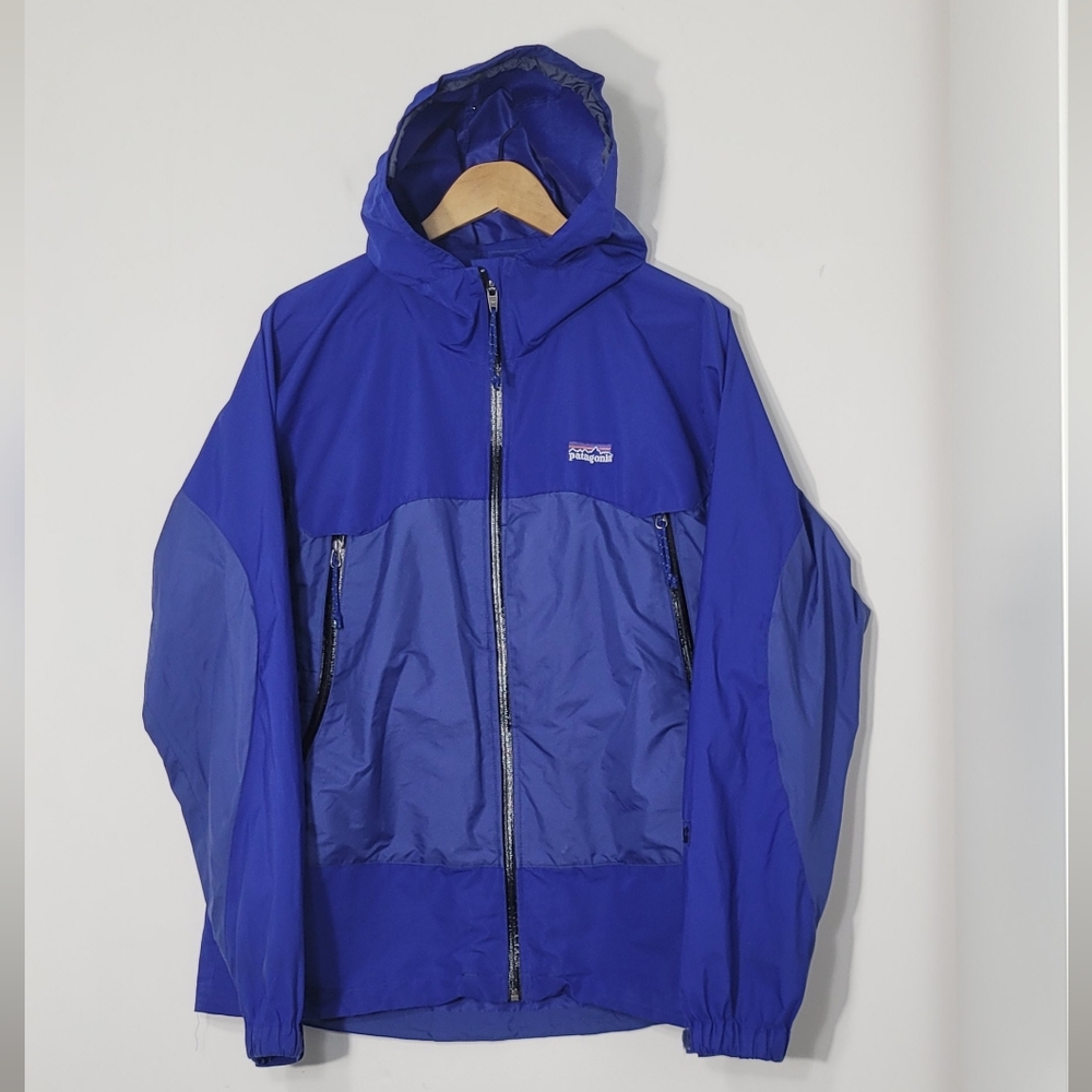 Patagonia Essen Shell Blue Jacket Full Zip Waterproof Outdoor Hoodie Medium